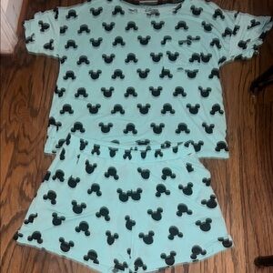 Disney Blue and Black Pajama Set with Mickey Mouse Design